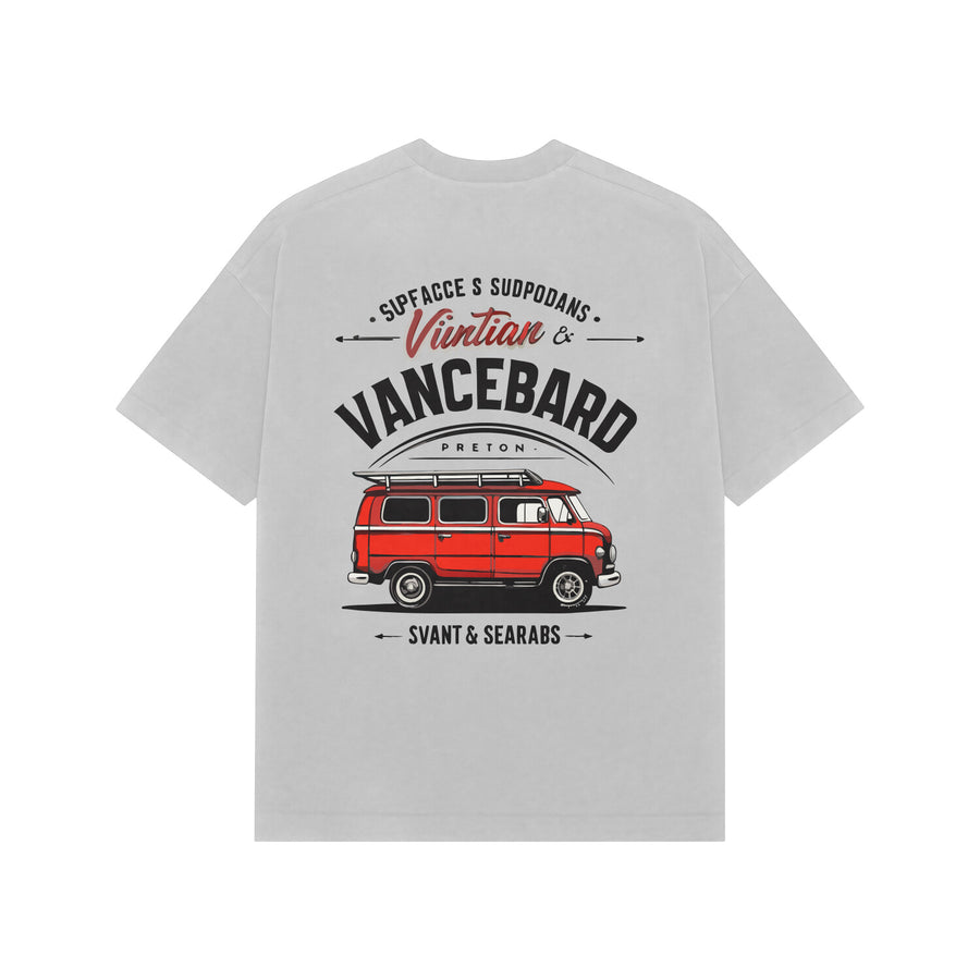Ash Grey Kayzen Viuntian VW Camper Van Oversized
Heavyweight T-Shirt - vintage red VW camper van road
trip illustration graphic back print on washed cool grey
base | Buy premium oversized graphic tee India