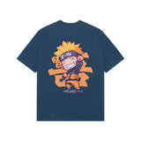 Navy Blue Kayzen Naruto Chibi Energetic Pose
Oversized Heavyweight T-Shirt - orange chibi Naruto
happy energetic pose fist pump anime graphic back
print on deep navy bold base | Buy premium oversized
graphic tee India