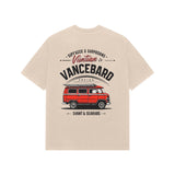 Beige Kayzen Viuntian VW Camper Van Oversized
Heavyweight T-Shirt - vintage red VW camper van road
trip illustration graphic back print on warm sand tone
base | Buy premium oversized graphic tee India
